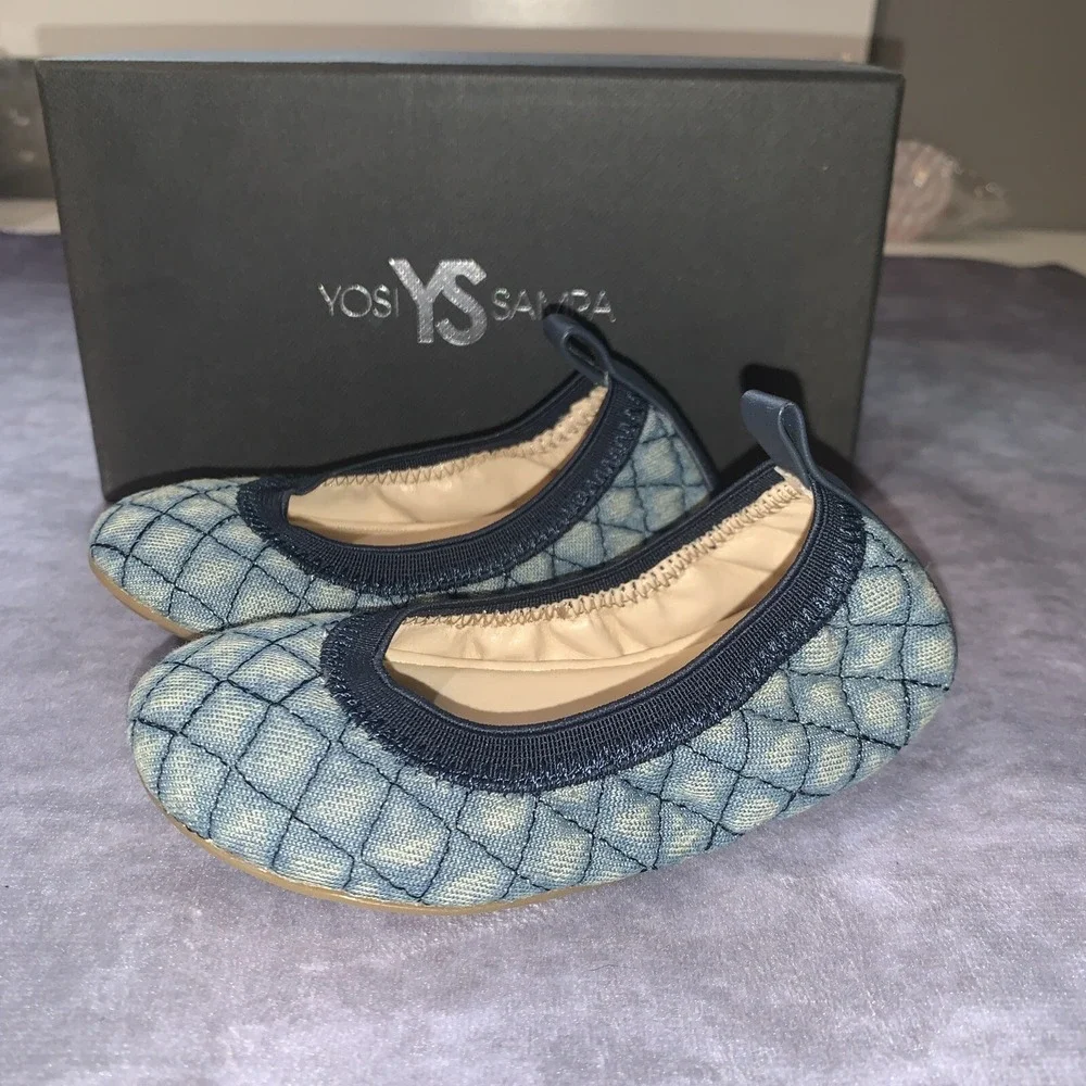 Yosi Samra Little Girl Shoes Size 6C Ballet Flats Denim Sammie Slip On Run Small